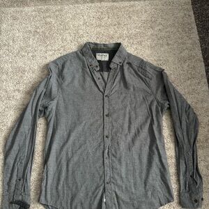 Heritage Gray Casual Button Down Shirt Classic Relaxed Fit